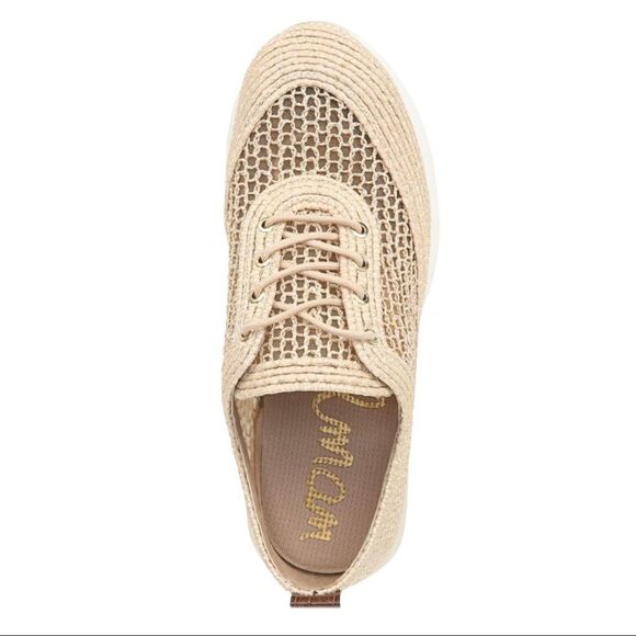 SAM Edelman Delma Ribbed Lace Up Sneakers in Natural Size 8/ 38 - Picture 3 of 13